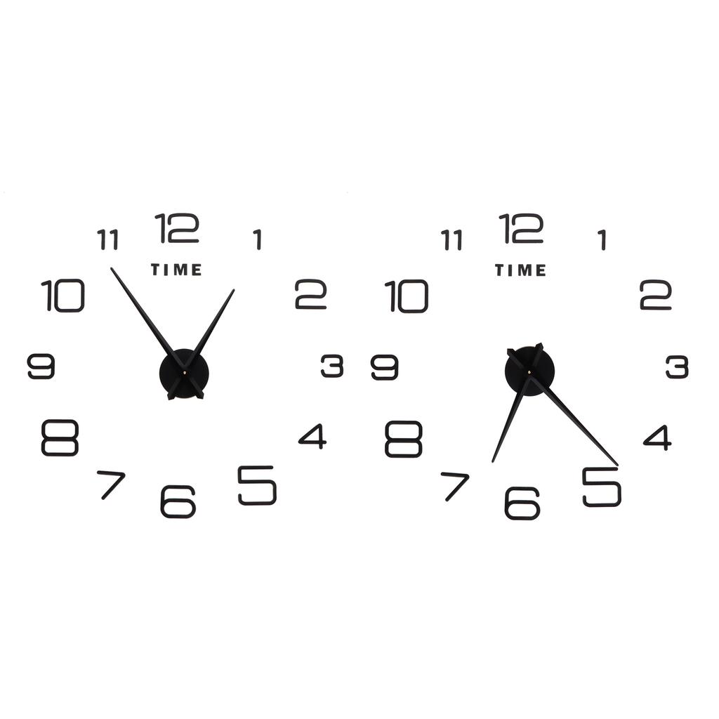 DIY Wanduhr Acryl Rahmenlos Spiegeloberfläche Wandaufkleber Uhr Dekor für Wohnzimmer Schlafzimmer Schwarz