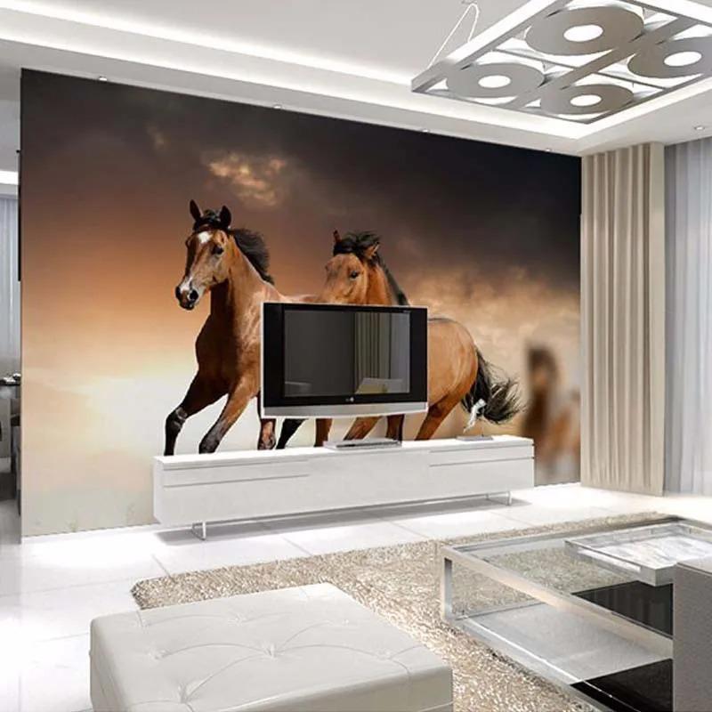 Papier Peint Photo 3d Stéréo Cheval au Galop Murale Salon Hôtel Bureau Décor Classique Intérieur Papier Peint 3d Fresque