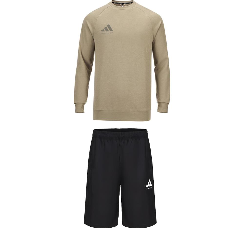 

Adidas Comfortable Round Neck Pullover Long Sleeve Hoodie With Drawstring Fashion Simple Shorts Casual Sports Suit ACLLSPS3CS-GYDG+S21ATMSH3T-BW