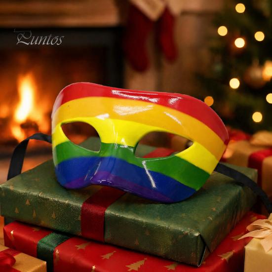 Durable Hard Plastic Masque Mardi Gras for Men Women, Colorful Rainbow Masquerade Feathered Carnival Venetian Prom Party, Carnival, Halloween Cosplay