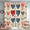 2D Flat Printing 2pcs Curtain Window Curtains Valentine's Heart Flowers Digital Printed Polyester Drapes Party Decorations