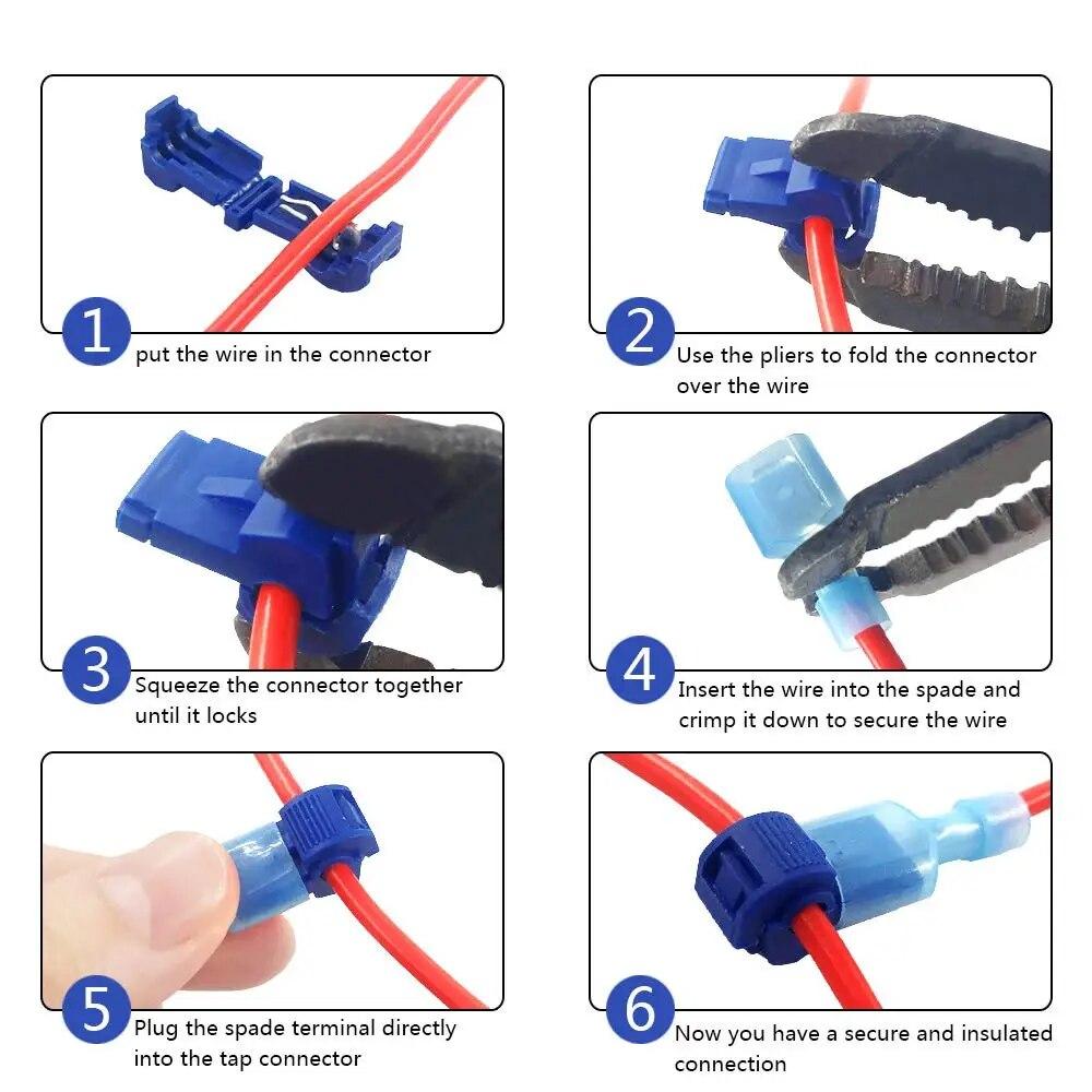 100pcs/50pairs T-Tap Wire Connectors, T Tap Electrical Connectors Quick Wire Splice Taps and Insulated Male Quick Disconnect