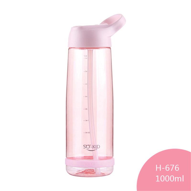 1000ml Outdoor Water Bottle With Straw Sports Bottles Eco-friendly With Lid Hiking Camping Plastic BPA Free
