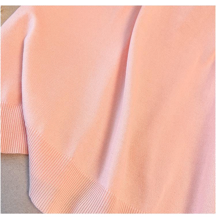 Plus Size Women's Summer Ice Silk Knit Slimming T-Shirt, Short Sleeve - Style 8110