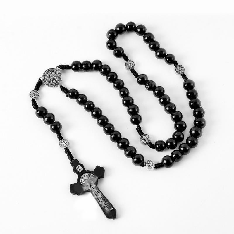 In Stock: Natural Cross Rosary Pendant - European & American Design Rosary Cross Ornament