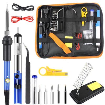 Adjustable Temperature Electric Soldering Iron Set - 15 Piece Kit for Students