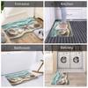 2D Flat Print Ocean Waves Seashells Doormat Non-Slip Entrance Kitchen Bath Door Floor Mats  Living Room Carpet Rug