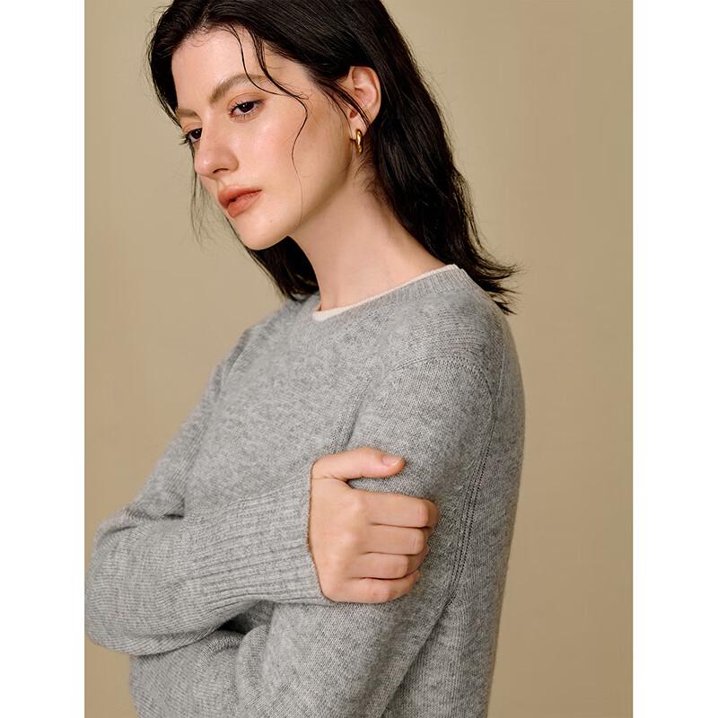 INMAN Women's Color Block Round Neck Sweater Dress