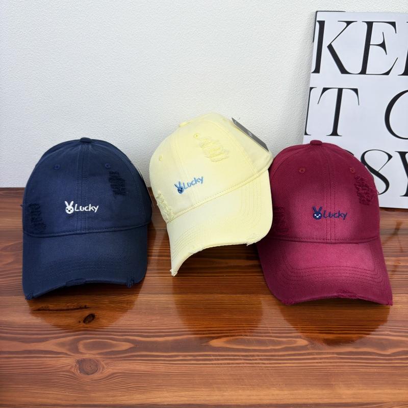 Rabbit Embroidery Gradual Change Hole Embroidery Baseball Cap Spring Casual Versatile Face Small Cap Men and Women