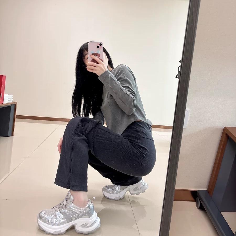 Silver Thick-soled Heightening Dad Shoes for Women 2025 Summer and Autumn New Mesh Breathable Casual Versatile Sports Shoes for Women