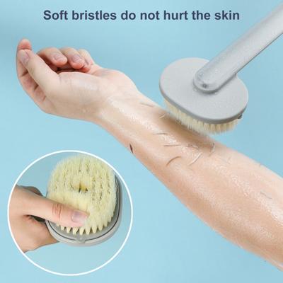 Long Handle Bath Brush with Soap Dispenser for Back PBT Microfibers Soft Bristle Shower Massage Cleaning Brush