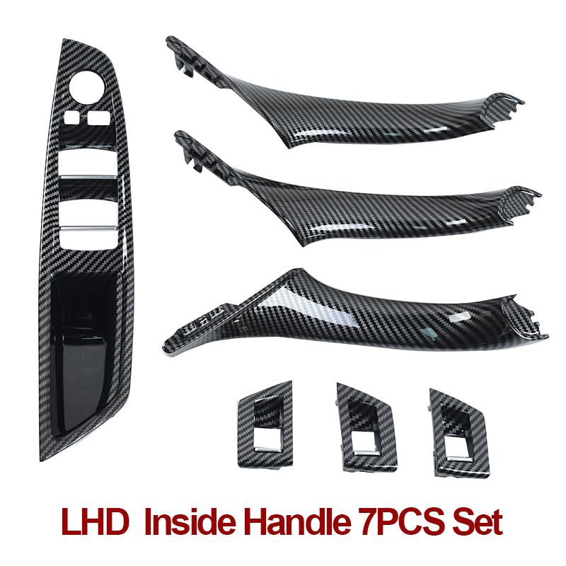LHD RHD Carbon Fiber Interior Door Pull Handle 7PCS Set For BMW 5 Series F10 F11 F18 520i 523i 525i 528i 535i