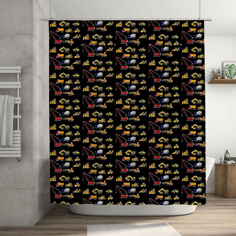 Bathroom Shower Curtain Waterproof Vintage Truck Construction Vehicle Pattern Decor Farmhouse Trucker Home Decor Modern Farmhous
