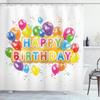 Set Tende da Doccia per Festa di Compleanno, Mostriciattoli La Celebrazione Coni Pioggia e Palloncini, Decorazioni Bagno in Poliestere Tende da Bagno