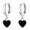 Black Color Geometric Heart-shaped Earrings for Women Girls Fashion Hollow Heart Hoop Earrings Zircon Accessories 2023