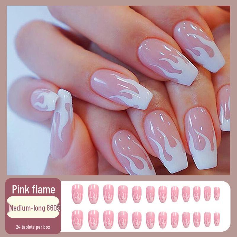 

Розовое пламя Средне-длинные балетные наклейки и типсы для ногтей Nail Tool Kit