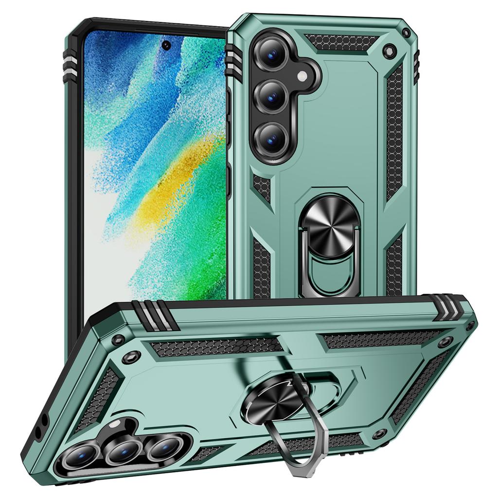 For Samsung Galaxy S24 FE Case PC+TPU Phone Cover with Rotary Ring Kickstand