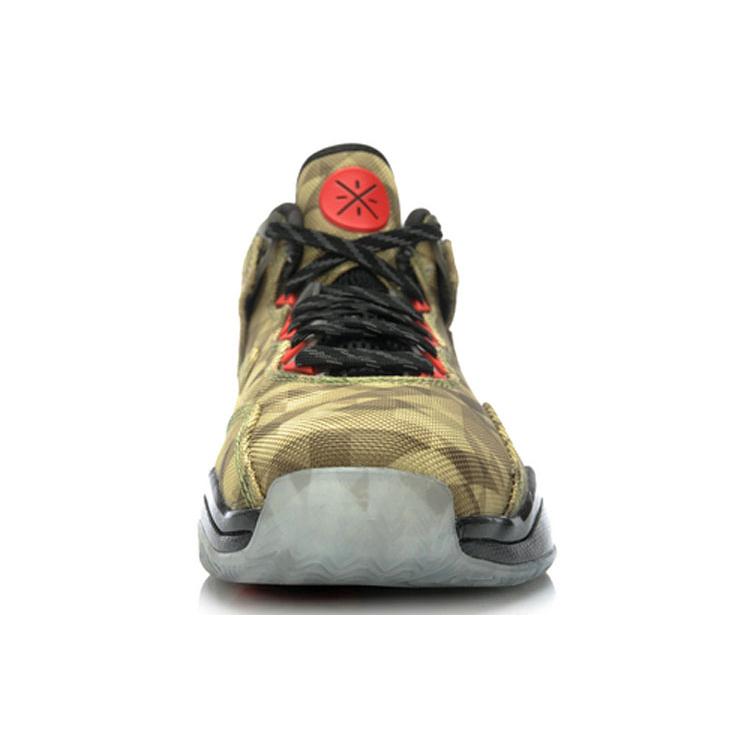 Li Ning WOW 3 Cushioning Slip Resistant Abrasion Resistant Mid top Basketball Shoes Men's Brown Yellow Black ABAJ013-7