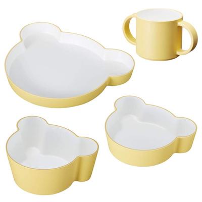 Tak KIDS DISH Gift Box Bear Yellow Tak Kids Dish Dishwasher Safe (Yellow) Children's Dishware Set, 4 Pieces, Made In Japan, Unbreakable, Microwave