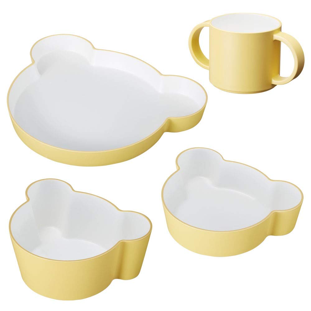 

tak KIDS DISH Gift Box Bear Yellow tak Kids Dish Dishwasher Safe (Yellow) Children s Dishware Set, 4 Pieces, Made in Japan, Unbreakable, Microwave