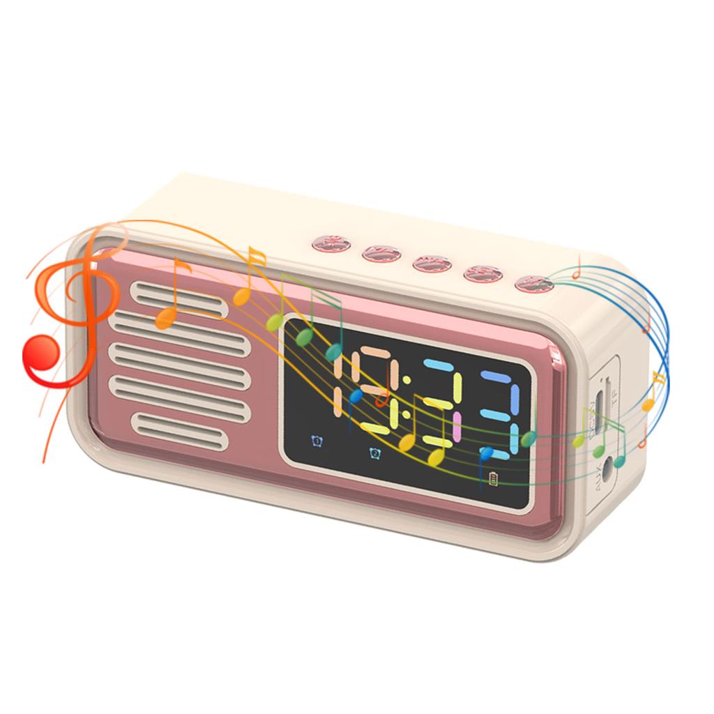 Bluetooth Speaker Portable Innovative Retro Tabletop Alarm Wireless Speaker with LED Color Screen