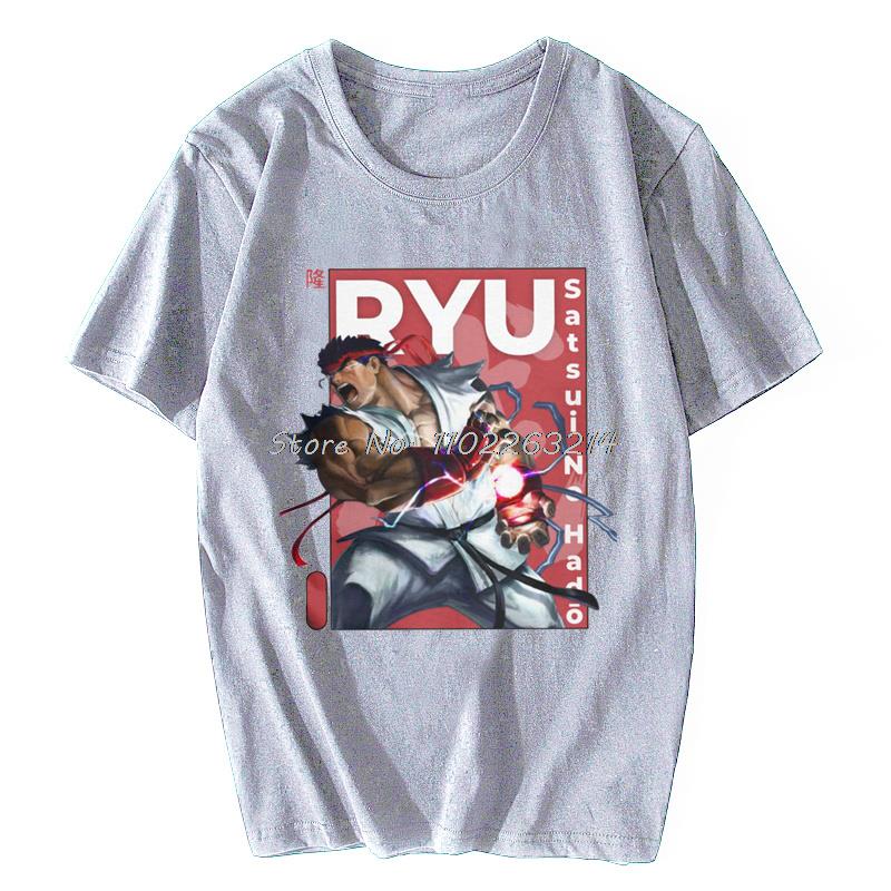 Vintage Ryu Street Fighters Men's Shirt o-Neck 100% Cotton T Shirts Short Sleeve Tee Shirt Adult Tops Oversized