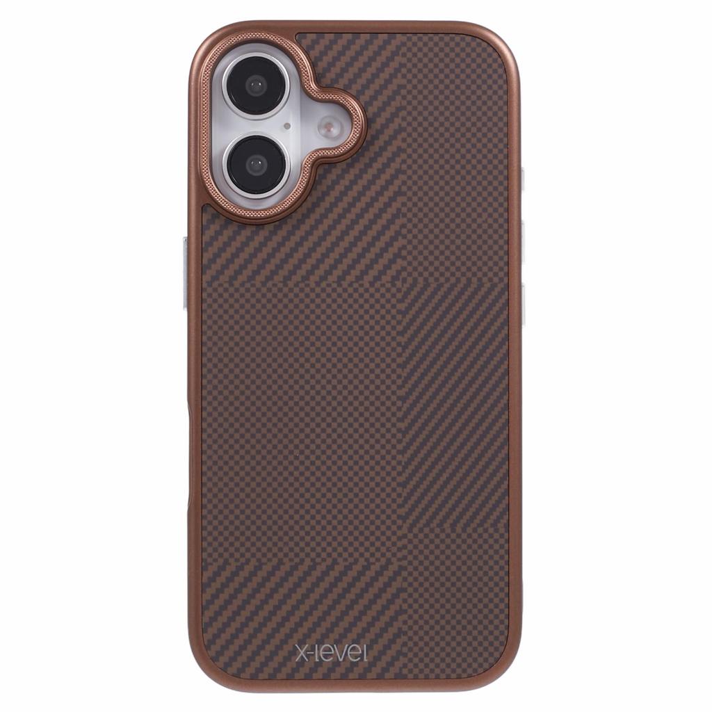 X-LEVEL For iPhone 16 Magnetic Case Hard PC Phone Cover Carbon Nano-Fiber Texture
