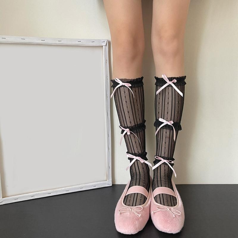 Sweet Lolita Calf Length Socks Soft Nylon Fabric Socks Breathable Socks Comfort Socks Perfect for Daily Wear and Cosplay