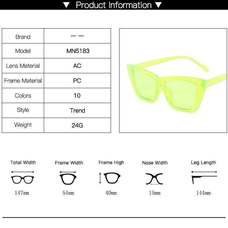 Óculos de Sol Olho de Gato Feminino Moda Retrô Quadrado Óculos de Sol de Vidro Óculos Femininos Óculos de Senhora