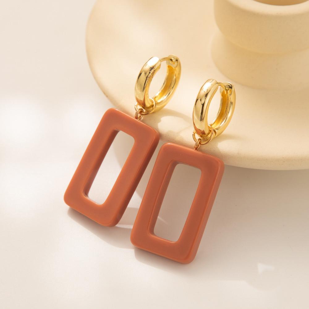 Trendy Fall Geometric Earrings 2023 Stylish Resin Design Square