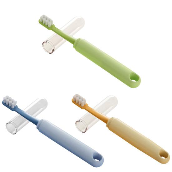 Pet Toothbrush with Travel Case Soft Silicone Brush for Dogs Cats Dual-Sided Ergonomic Removes Bad Breath Essential Oral Care Kit