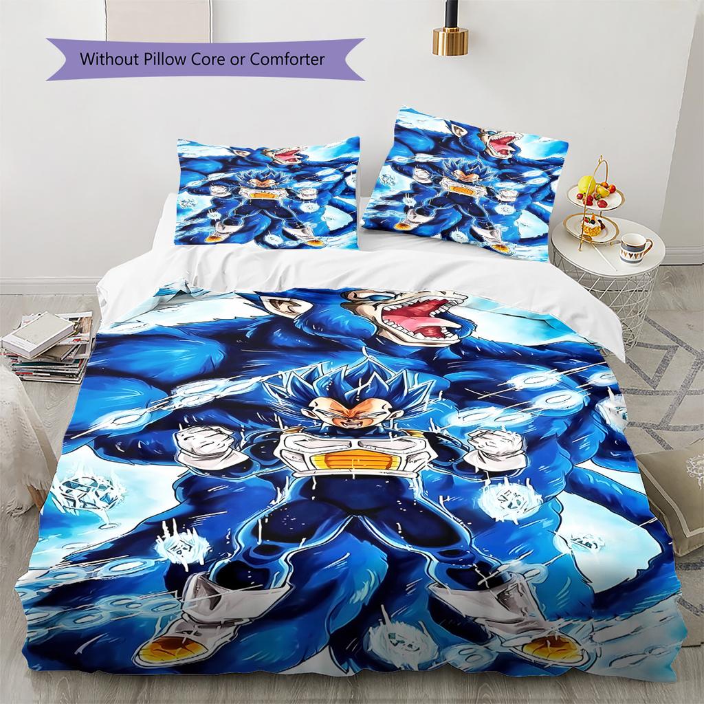 Set Copripiumino Trapuntato Dragon Ball Super Federa Cuscino Regalo di Compleanno per la Casa(1 * copripiumino + 2 * federa, senza nucleo)