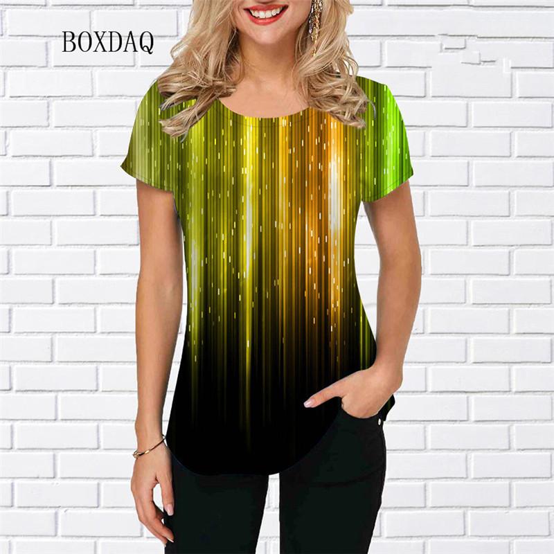 Tie-Dye Farbverlauf Damenmode Rot T-Shirts Kurzarm Rundhals Street 3D-Druck Damen T-Shirts Weiblich Locker Übergroße Oberteile