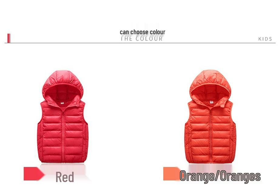 Kids' Korean-Style Hooded Down Cotton Vest for Autumn/Winter