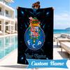 Custom Name FC Porto Emblem Design. Personalized Microfiber Beach Towel, Quick-Dry, Ideal for Summer Travel, Beach Essential, Swimming