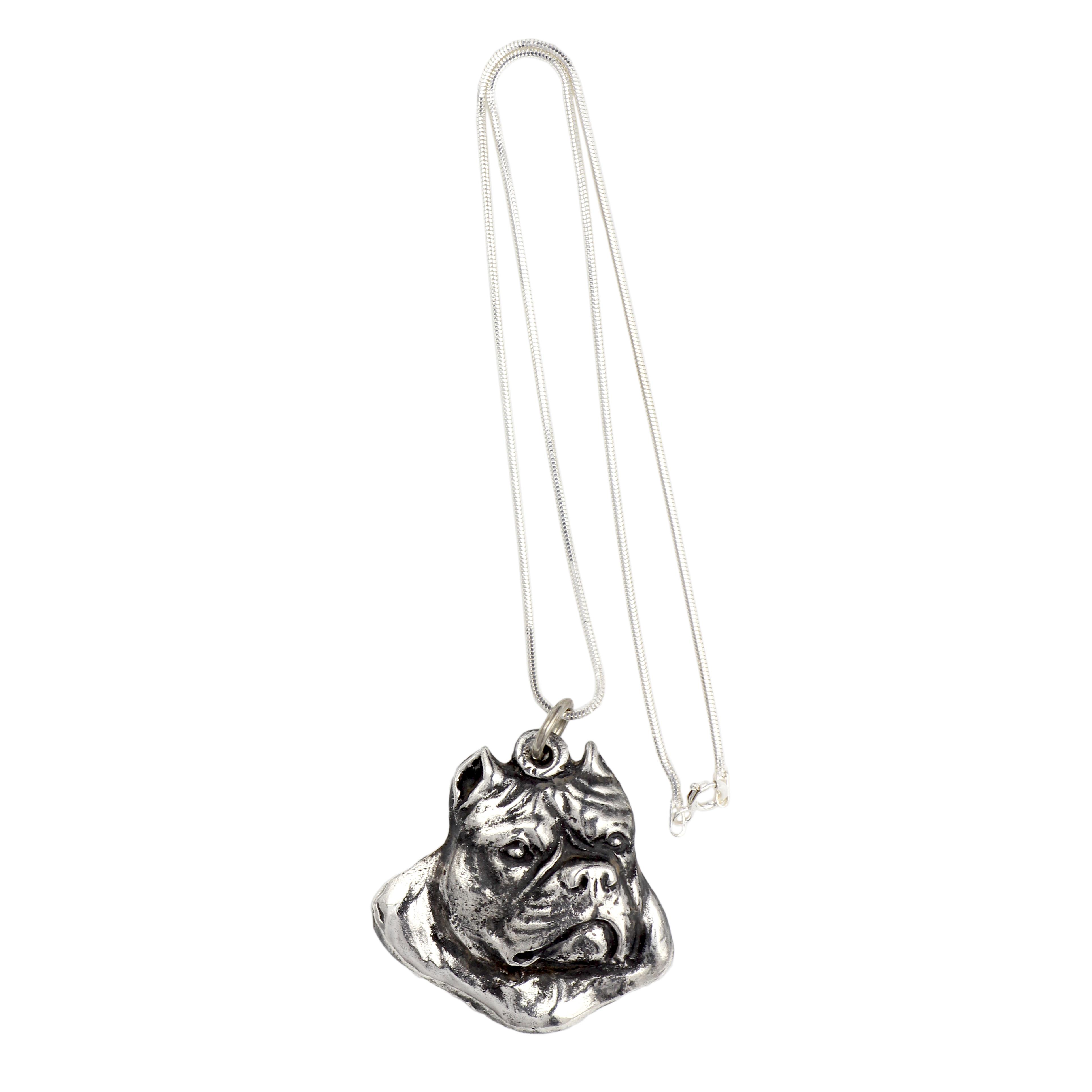 

American Bully - Dog necklace, unique jewellery for the dog fan, unique adder pendant by Art-Dog brand срібний