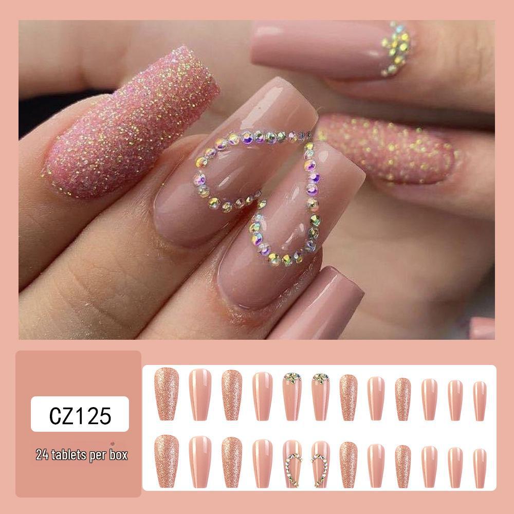 Long T-Point Diamond Jelly Glue False Nails - Press-On Nail Art Tips