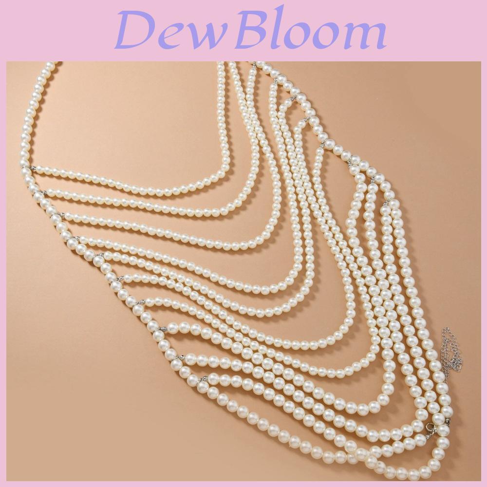 Boho Body Chain Necklace With Faux Pearl Beads For Fashion Women