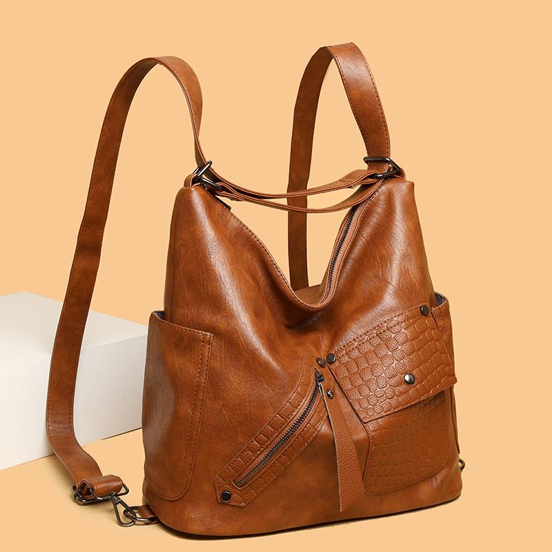 Leather Luxury Handbags women bags designer Multifunction Shoulder Bags For Women 2025 Travel Back Pack Mochila Feminina Sac New