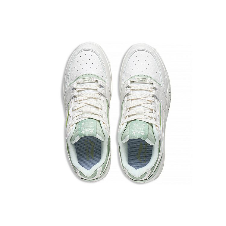 LiNing Moon White Thick Sole Height Increasing Shock Absorbing Non-Slip Wear-Resistant Low-Top Sports Casual Shoes Women Sneaker Green AGCS252-8