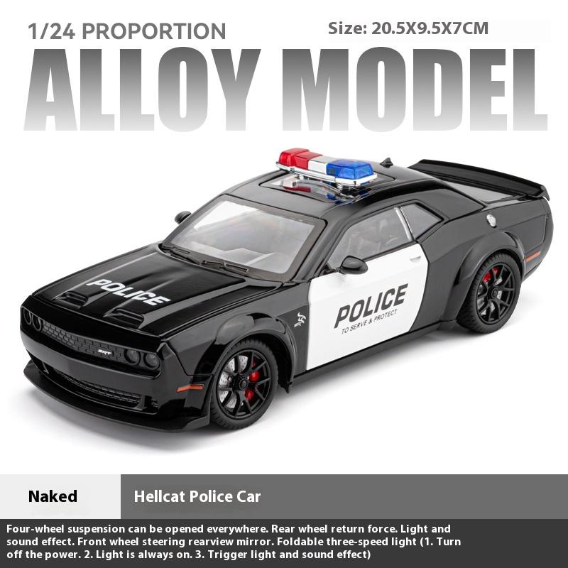 RKJ1 1:24 Dodge Challenger SRT Hellcat American Police Vehicle Enthusiasts Alloy Metal Diecast Model Car Sound Light Gift For Friend