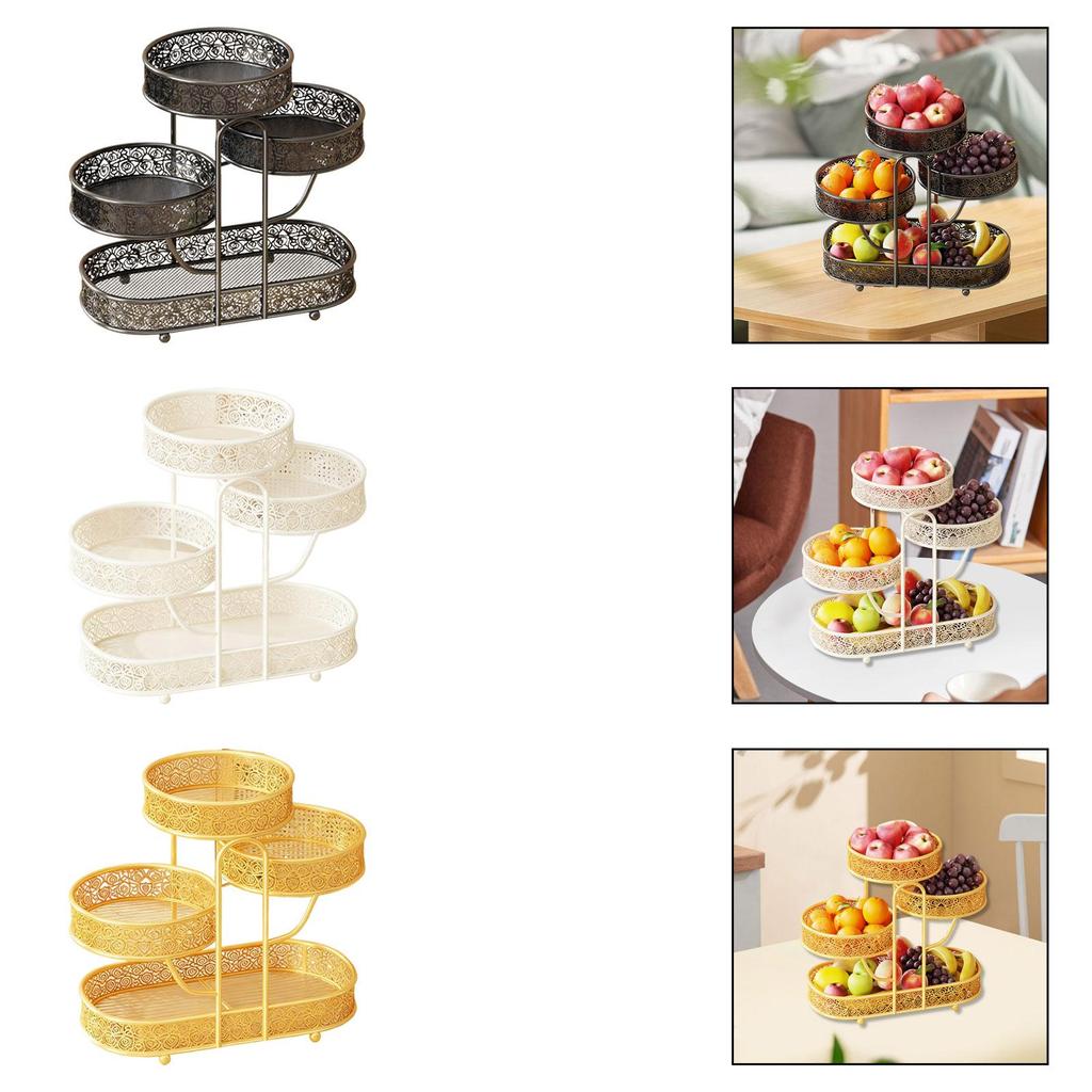4 Tier Fruit Stand Metal Fruit Basket Bowl Tabletop Organizer Space Saving Storage Rack for Vegetables Bread Snacks Cosmetics