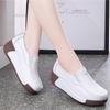 Genuine Leather Casual Shoes Women Fashion Platform Shoes Slip-on Loafers Walking Wedge Heels Rocker Shoes