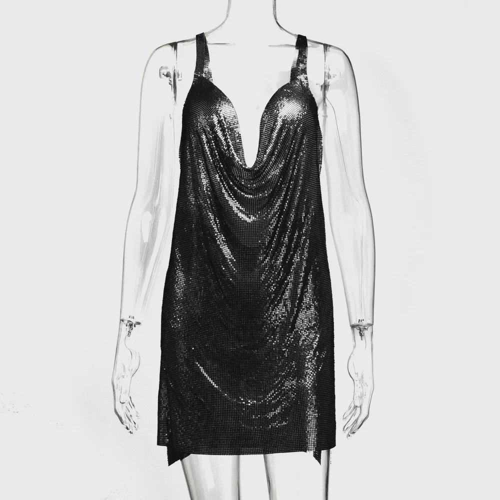 Sequined V-Neck Backless Sling Dress - 2025 Nightclub Hot Sale