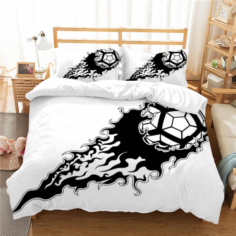 Venda quente conjunto de capa de cama com padrão de futebol conjunto de capa de cama de futebol esportes adolescentes tamanho único têxteis para casa microfibra conjuntos de capa de cama de luxo