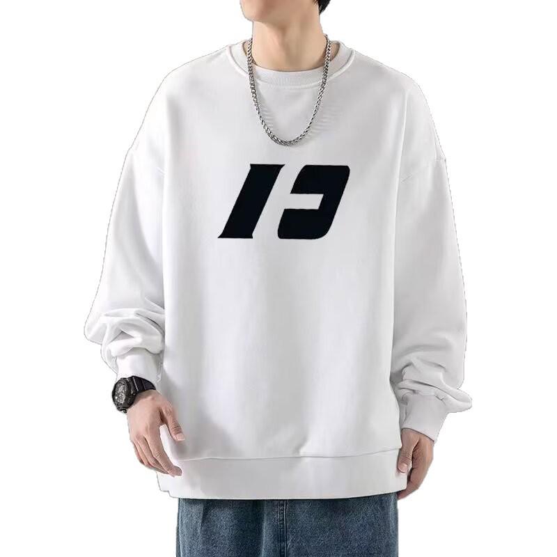 Men's Korean Style Letter Print Hoodie, Loose Fit, Plus Size, Lightweight, Long Sleeve, Perfect for Spring and Autumn.