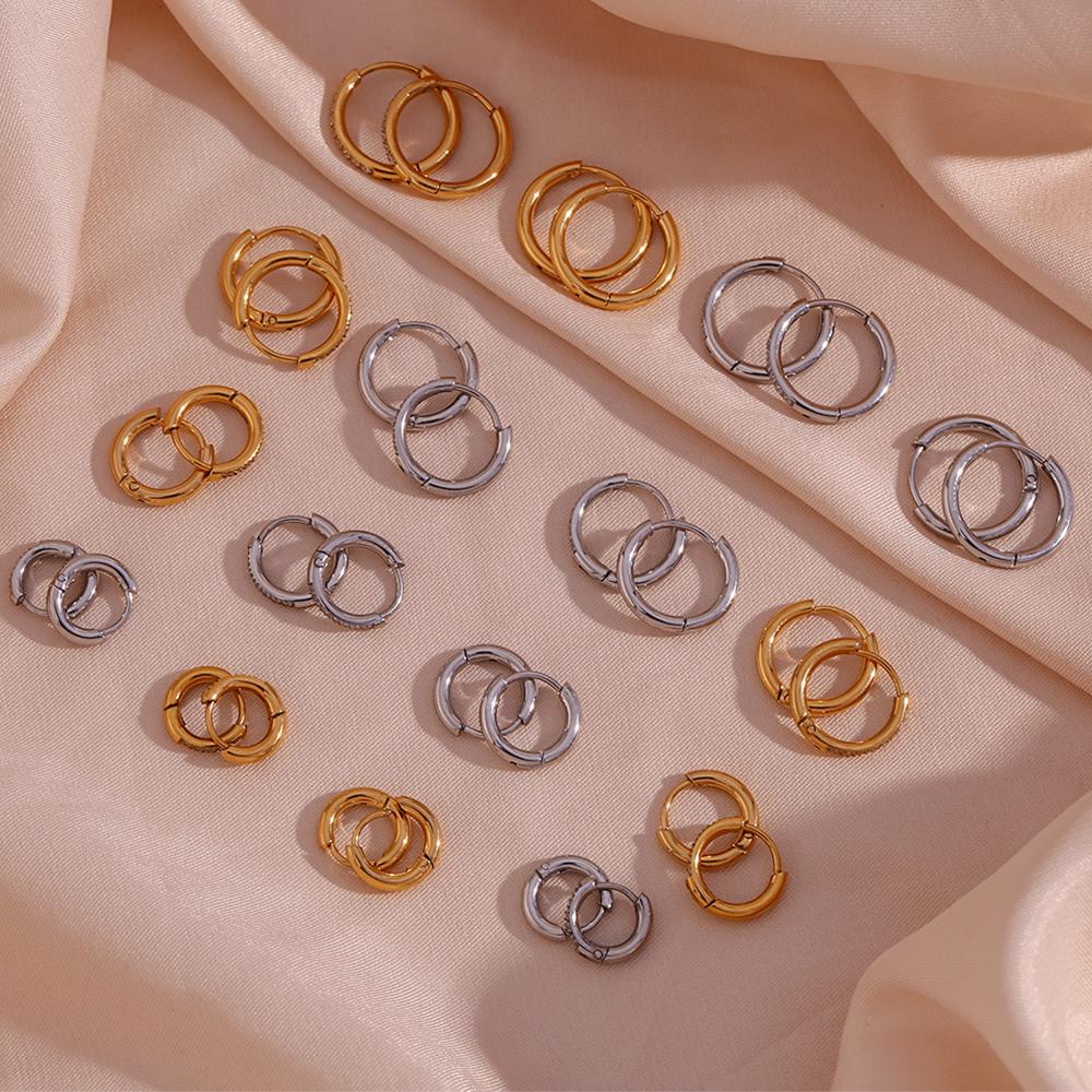 Minimaler Basic Schmuck Wasserdicht Hypoallergen Edelstahl Zirkonia Huggies Creolen Für Frau Mädchen Damen