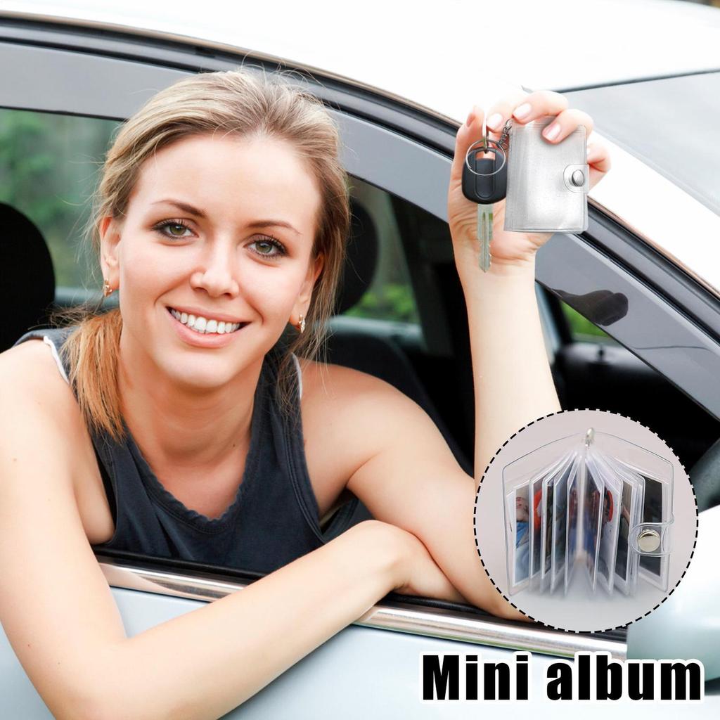 Scrapbook Keychain 24-Pockets Mini Picture Binder Small Portable Clear Binder for Kids Adults Men Women Birthday Wedding School