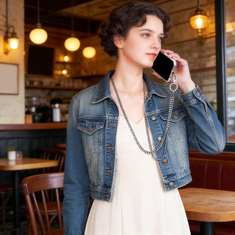 Metal Phone Lanyard Crossbody Chain With 360 Degree Rotating Clip And 120cm Adjustable Strap For Handsfree Carrying