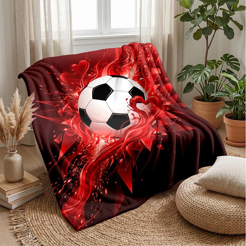 Soccer Ball Splash Art 1 Theme Blanket Lightweight Warm Flannel Blanket Decorative Throw Blanket for Home Decoration